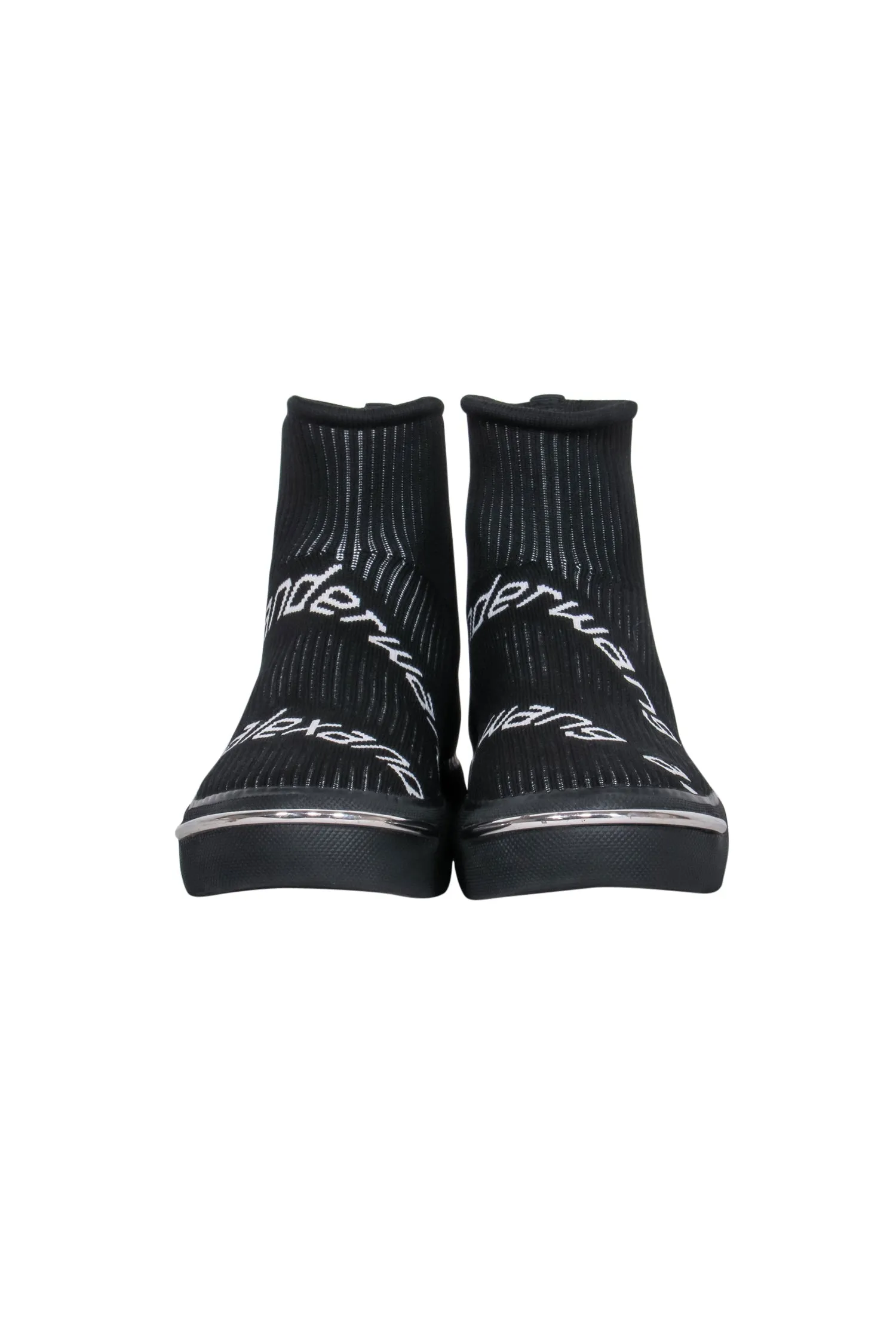 Alexander Wang - Black Ribbed Knit Sock Sneaker w/ Logo Sz 7.0