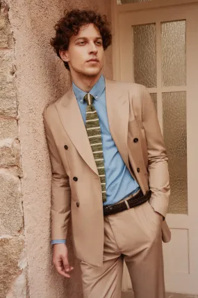 Classic Double-Breasted Soft Beige Suit