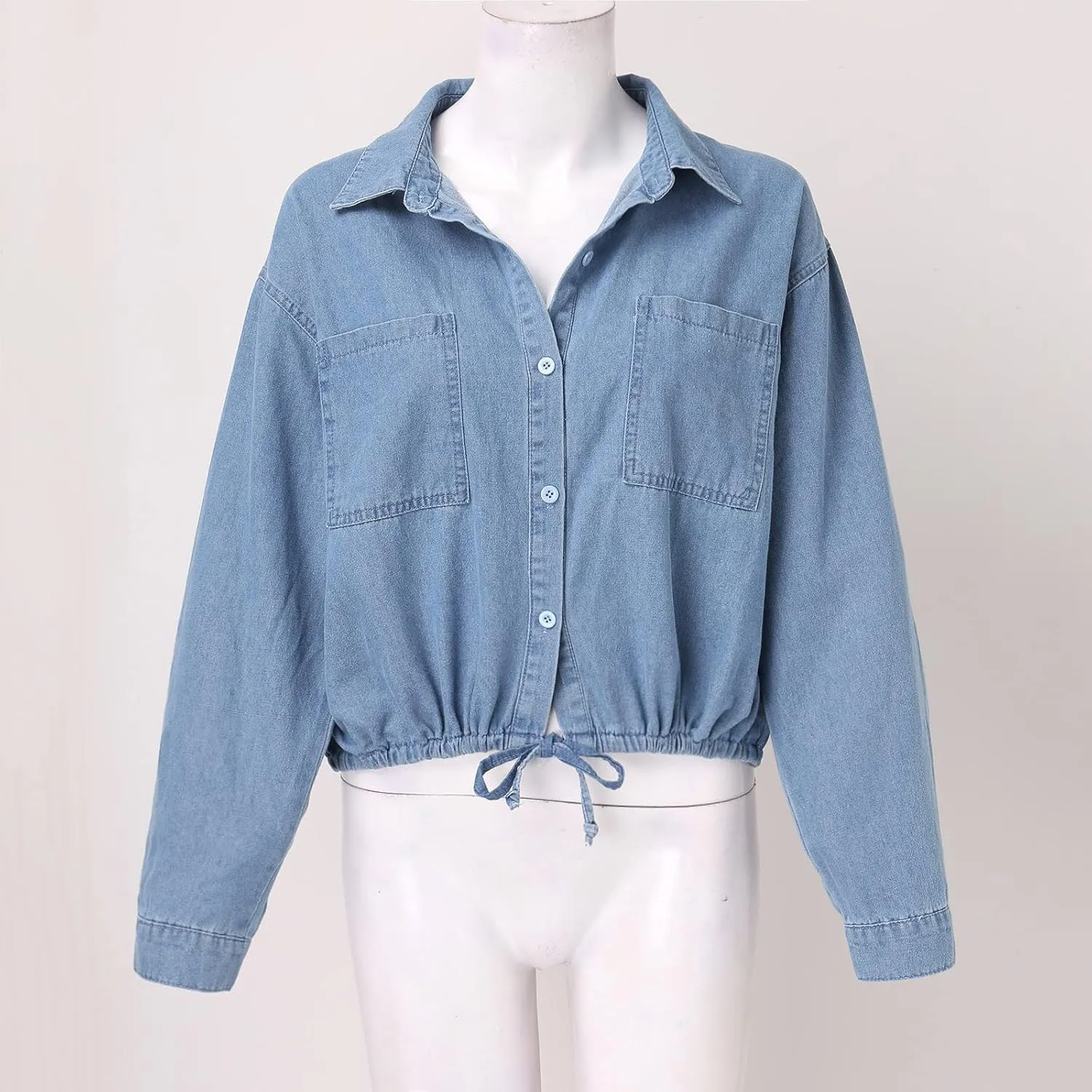Denim Shirt Women Women Compression Long Sleeve Drawstring Cropped Fitness Hoodie Sweatshirts Jacket For Women