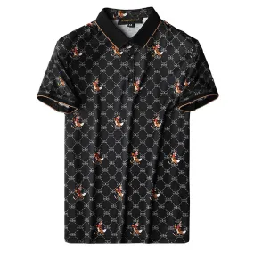 Embroidered Collar Rhinestone Decorated Polo Shirts