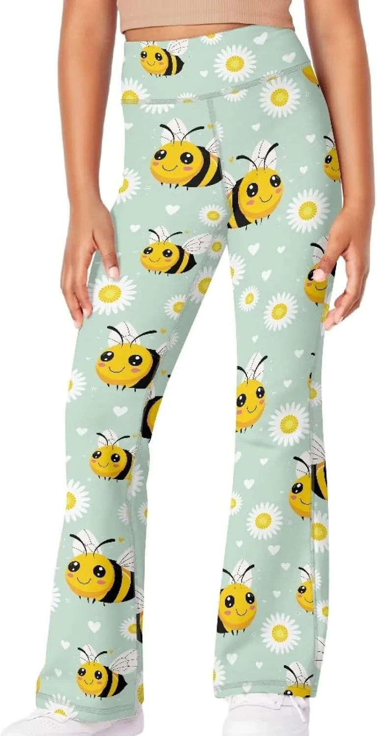 Girls Flare Legging Stretch High Waist Cross Yoga Pants Casual Bootcut Stretch Sports Sweatpants for 5-14 Teens