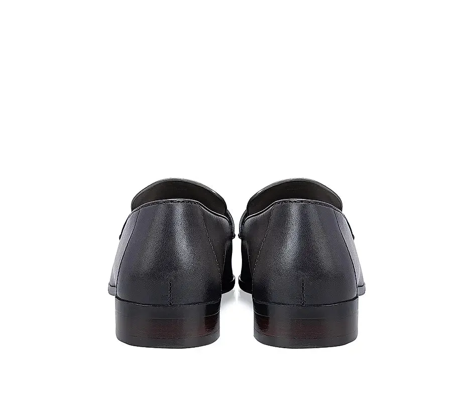 Grey Leather Panel Loafers