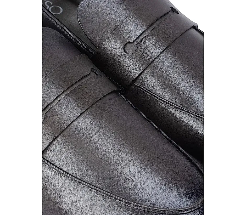 Grey Leather Panel Loafers