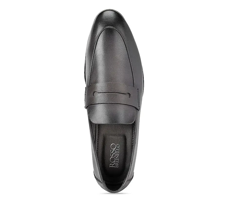 Grey Leather Panel Loafers