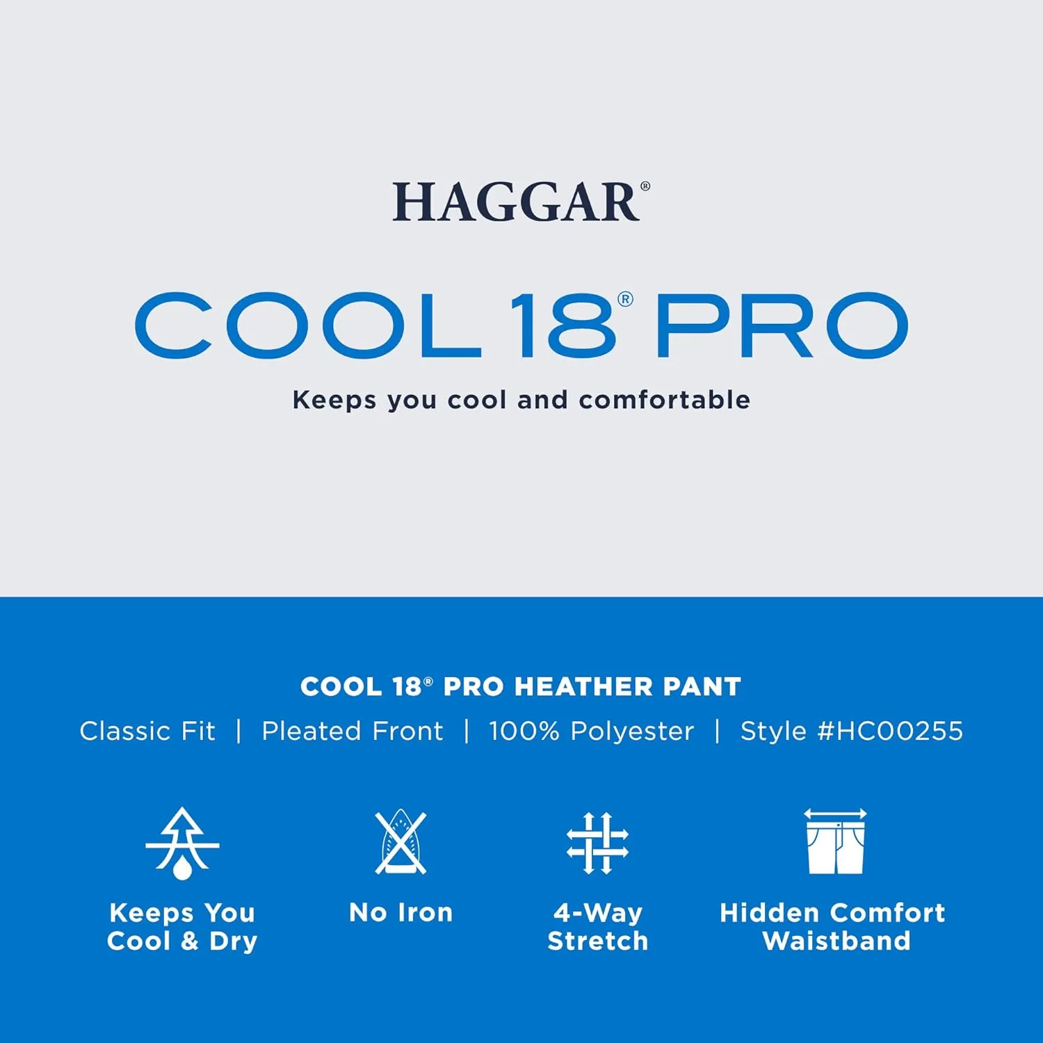 Haggar Men's Cool 18 Pro Classic Fit Pleat Front Dress Casual Stretch Golf Pant (Regular and Big & Tall Sizes)