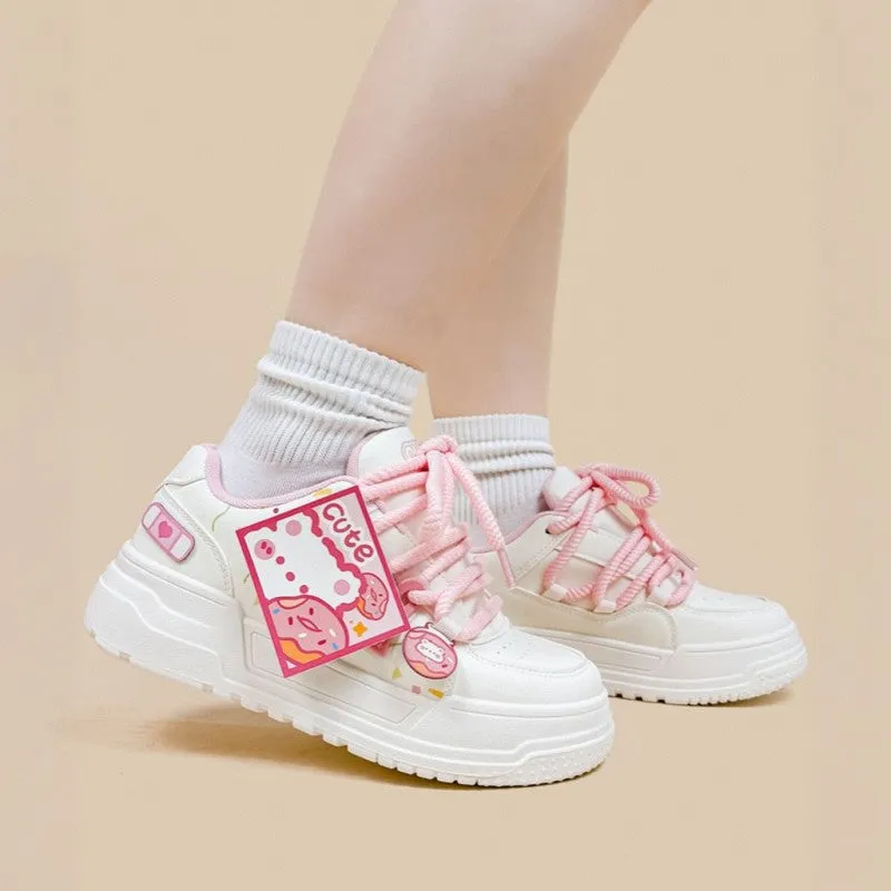 Kawaii Pink Donut Bear Casual Sneakers