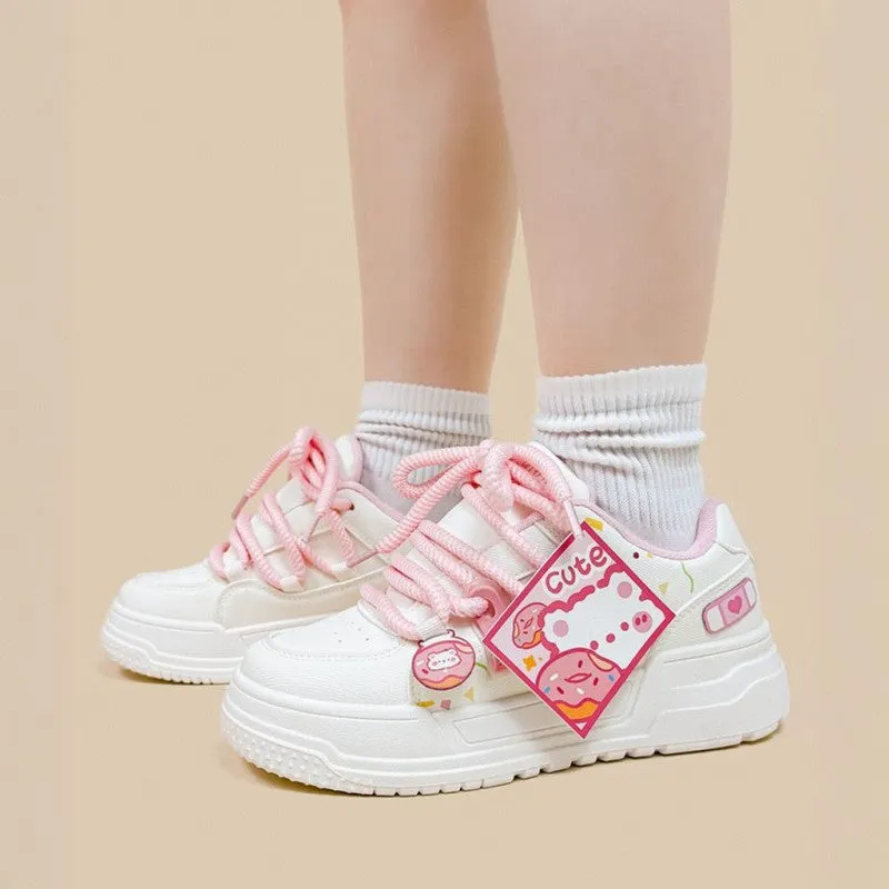 Kawaii Pink Donut Bear Casual Sneakers
