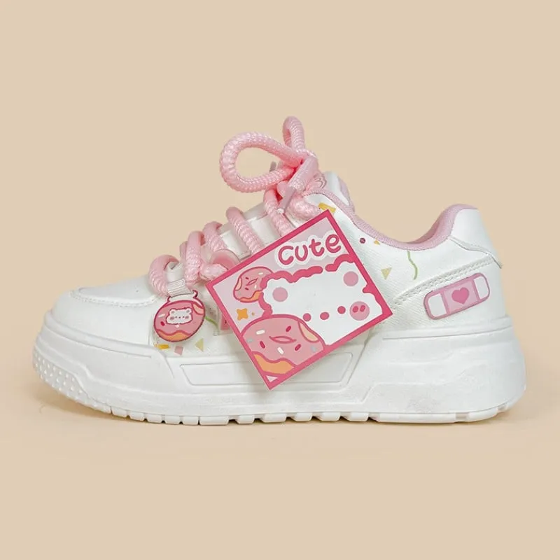 Kawaii Pink Donut Bear Casual Sneakers