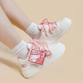 Kawaii Pink Donut Bear Casual Sneakers