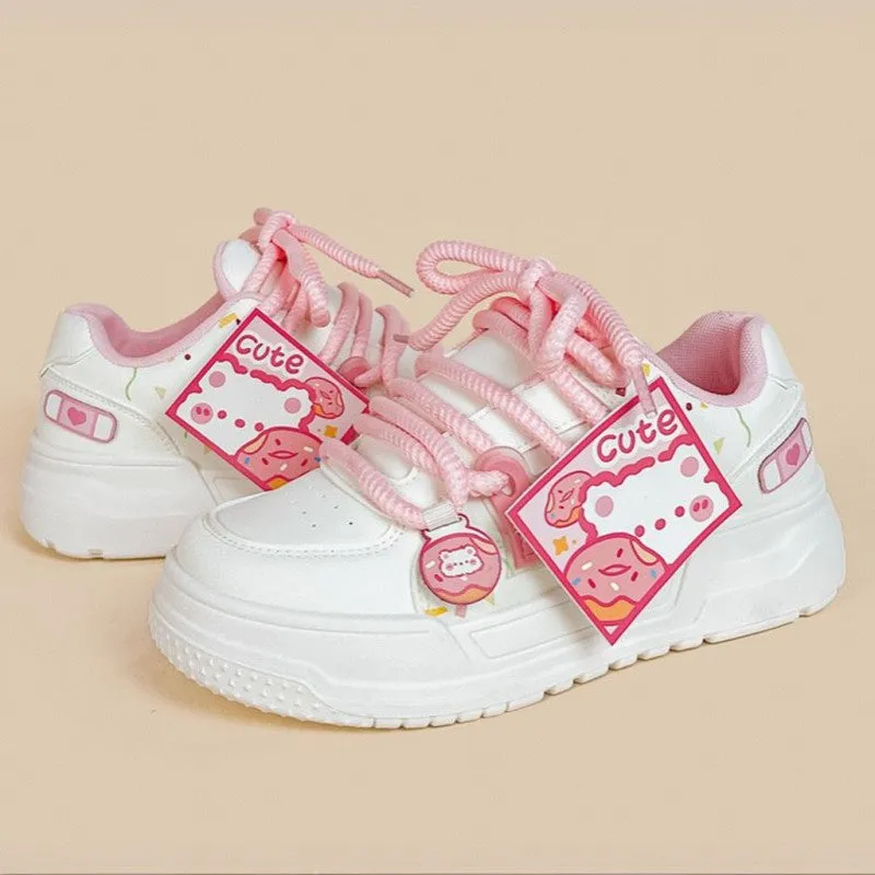 Kawaii Pink Donut Bear Casual Sneakers