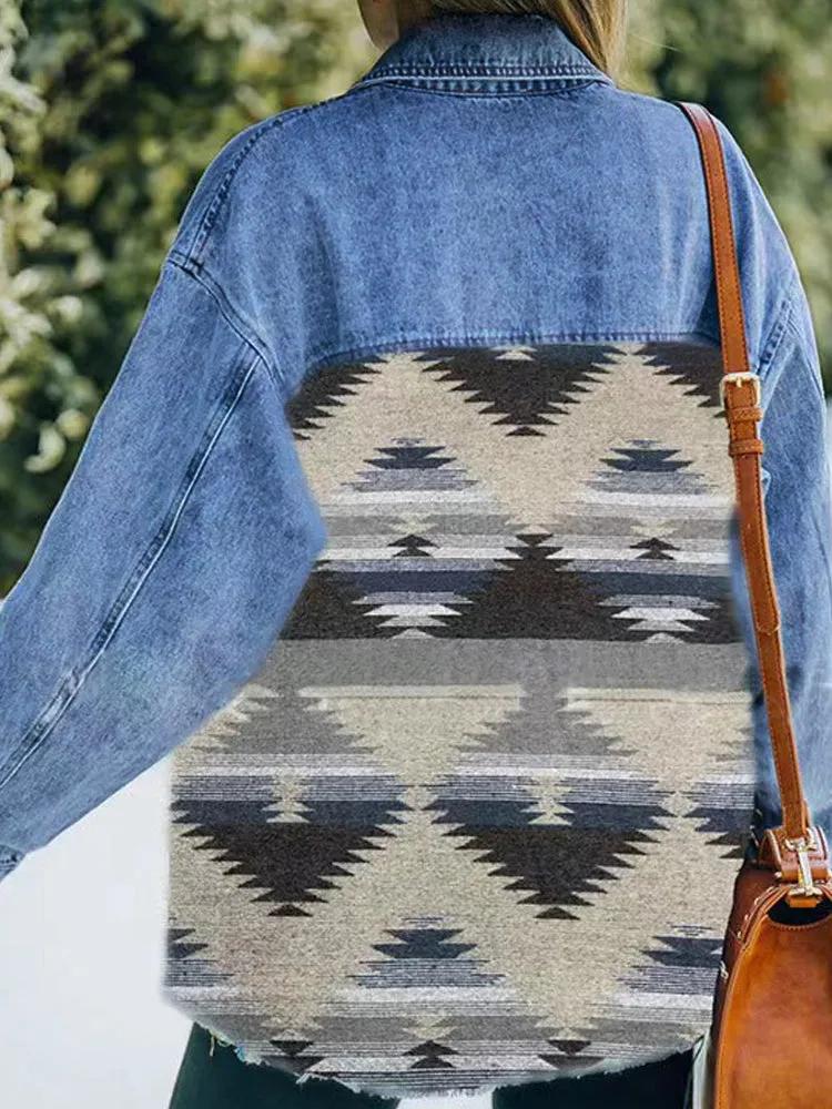 Long Sleeve Patchwork Denim Jackets