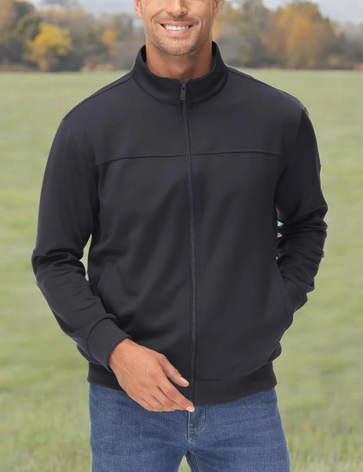 MAGCOMSEN Men's Track Jackets Lightweight Full-Zip Casual Coat Workout Running Athletic Active Jacket With Pockets