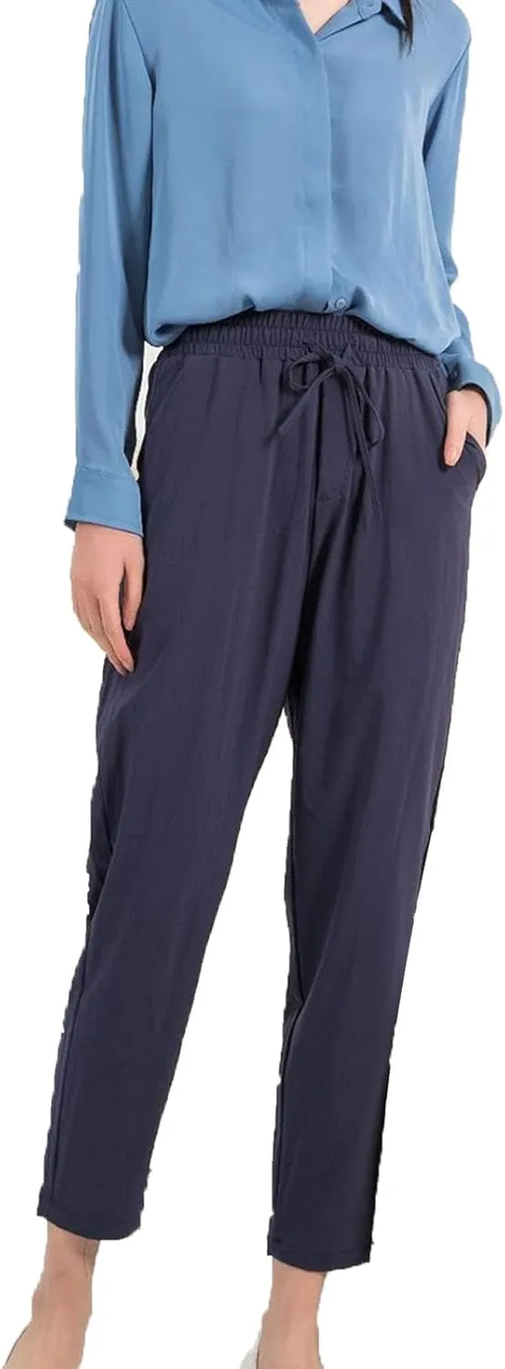 Maiyifu-GJ Women Drawstring Casual Stretch Ankle Pants Casual Straight Leg Lounge Sweatpants Stretch Running Athletic Trouser