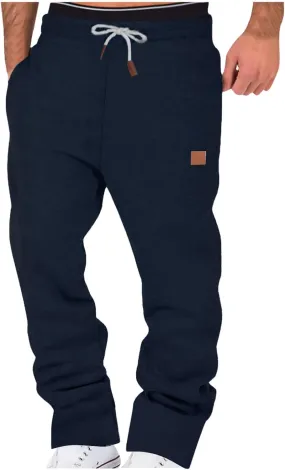 Mens Fleece Lined Sweatpants Casual Open Bottom Joggers Drawstring Elastic Waist Athletic Pants with Pockets