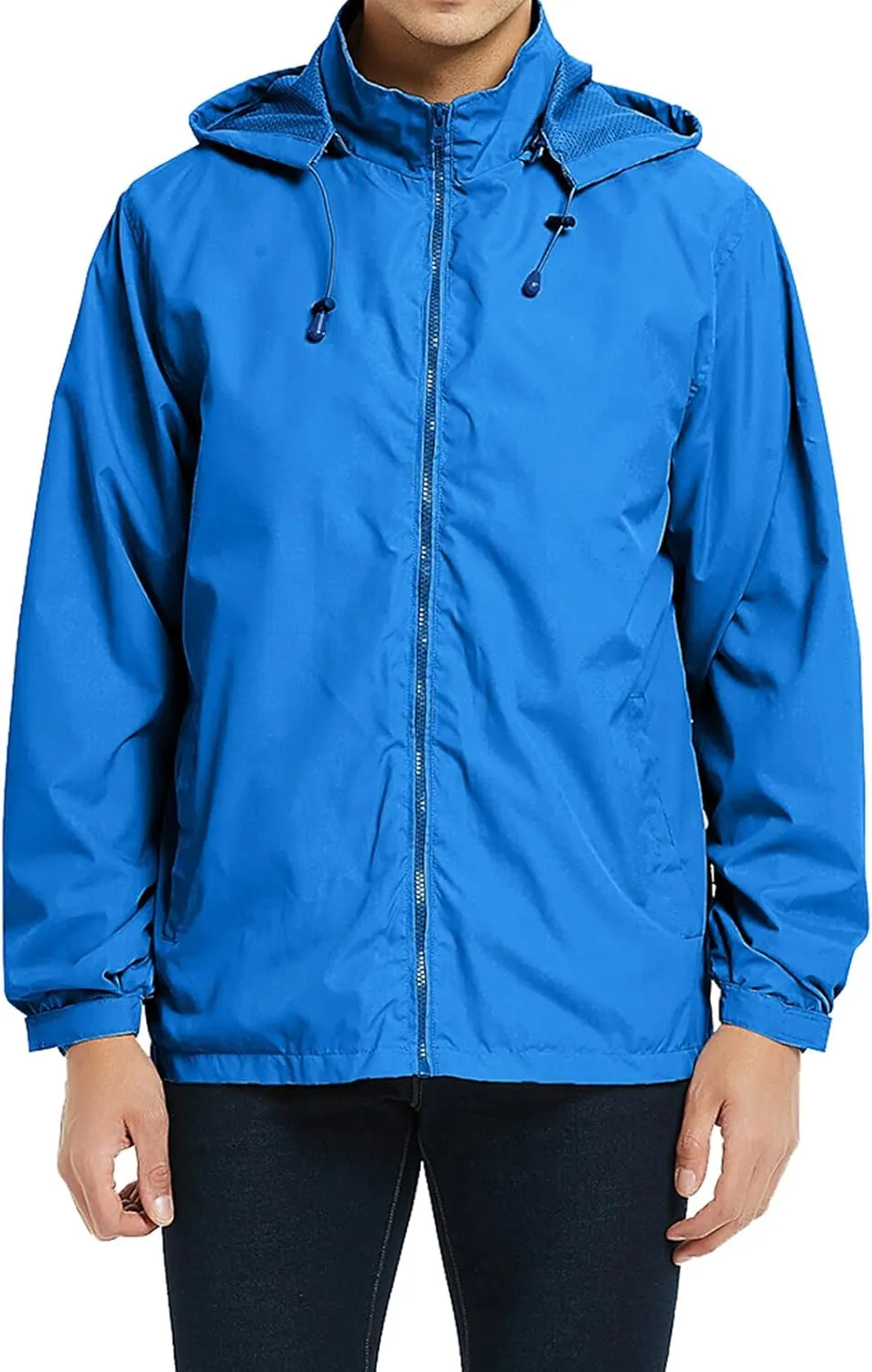 Men's Rain Jacket Waterproof Lightweight Packable Rain Shell Raincoat Hooded Coat Fall Winter Windbreaker for Hiking