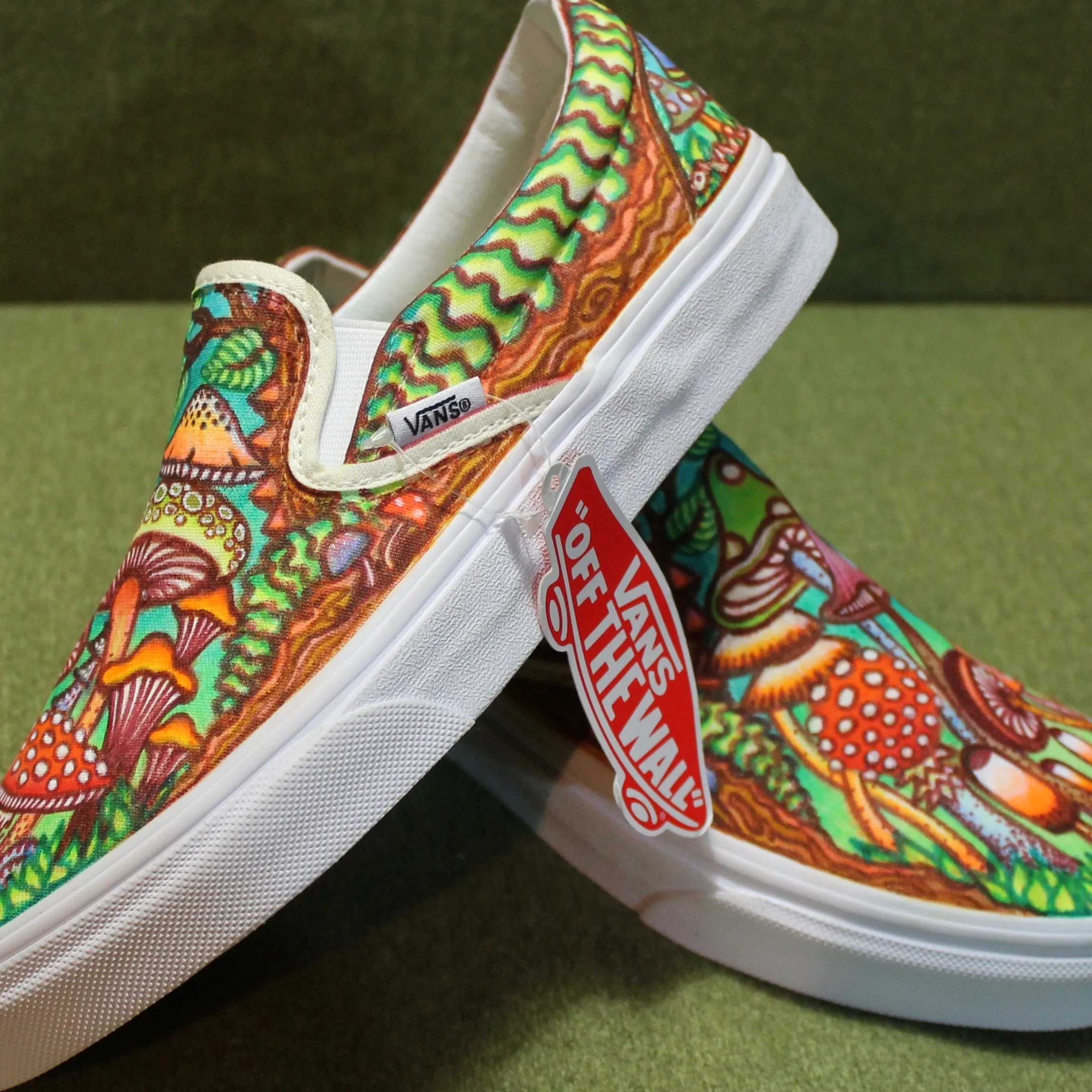 Mushroom themed custom Vans Slip On Sneakers