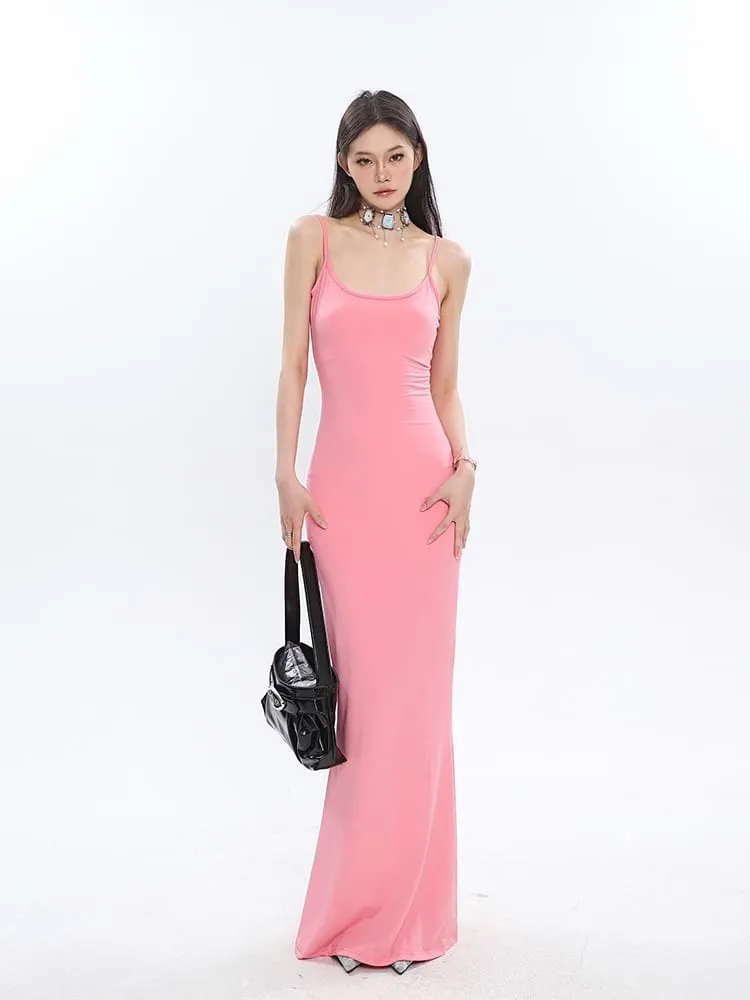 Spaghetti Strap Slip On Maxi Dress