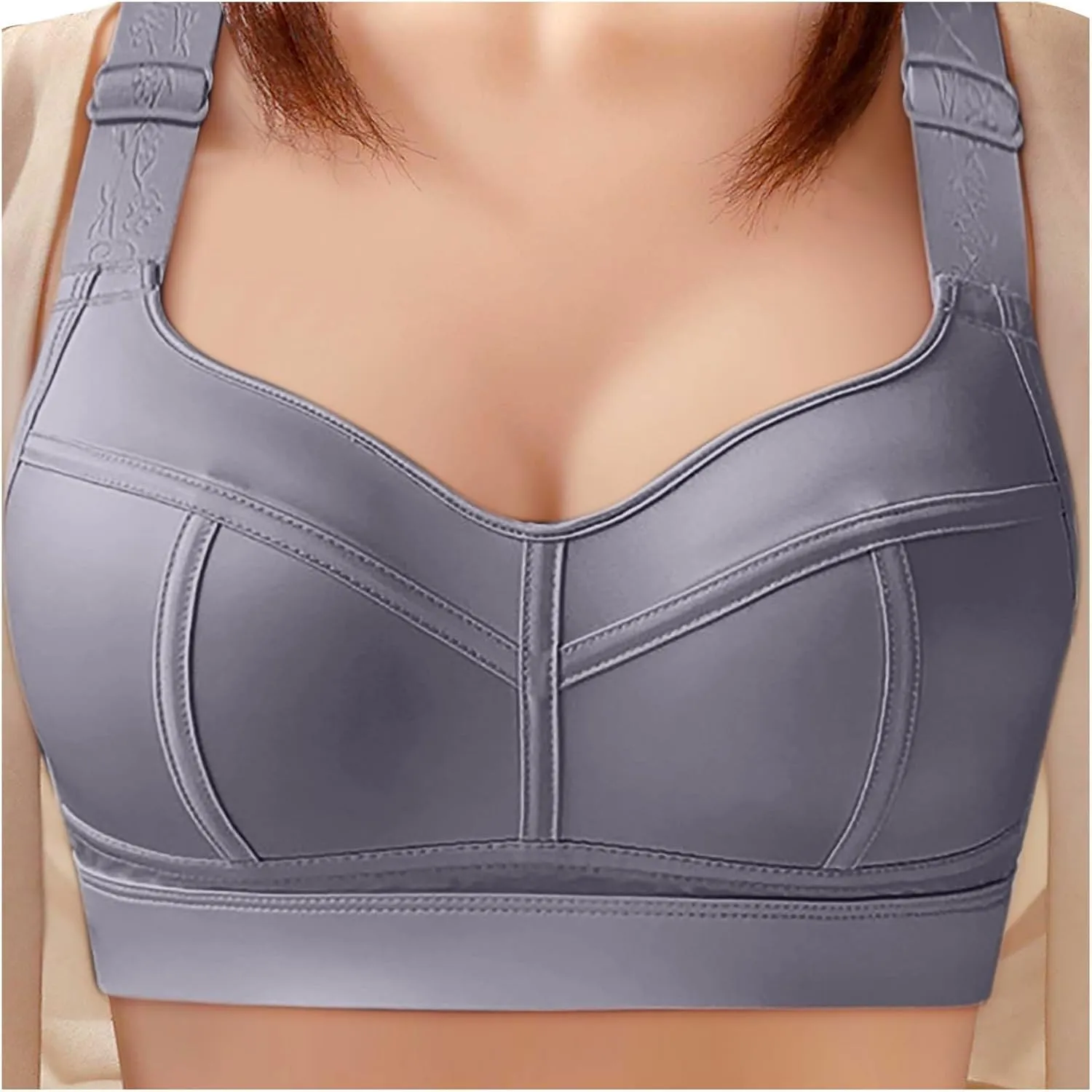 Sports Bras for Women Large Bust Full Coverage No Underwire Push Up Wireless Bra High Support Sports Everyday Bralettes
