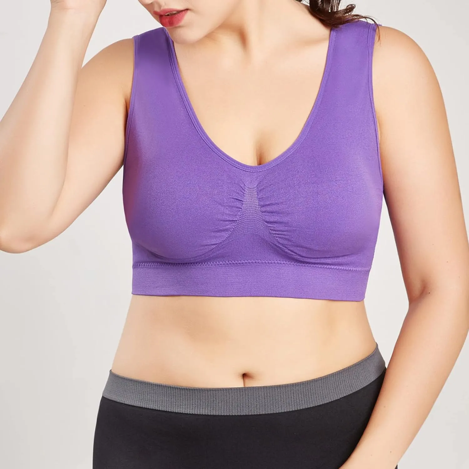Sports Bras for Women Pack Padded Sports Large Bra No Underwire Full Coverage Workout Crop Tops Everyday Wear Solid