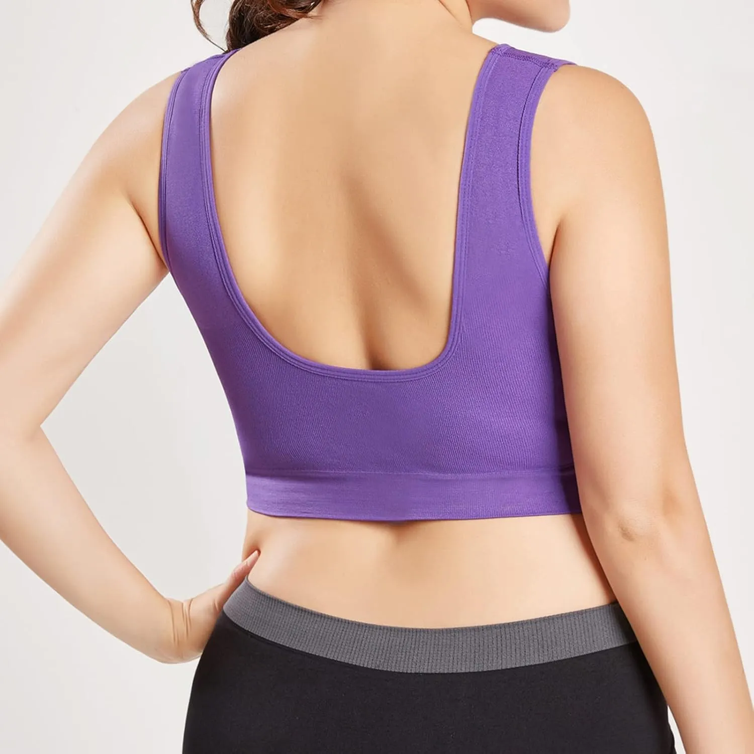Sports Bras for Women Pack Padded Sports Large Bra No Underwire Full Coverage Workout Crop Tops Everyday Wear Solid