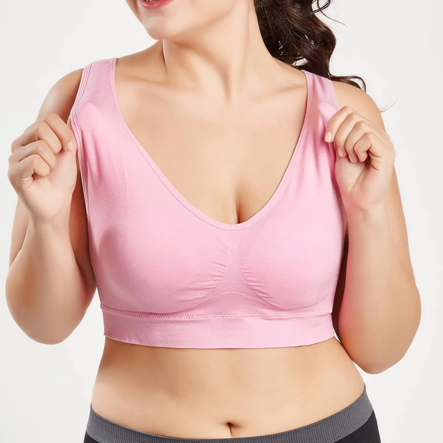 Sports Bras for Women Pack Padded Sports Large Bra No Underwire Full Coverage Workout Crop Tops Everyday Wear Solid