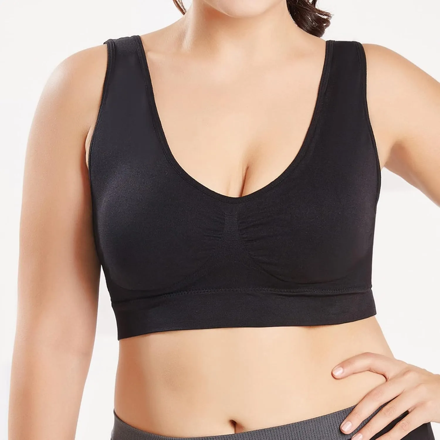 Sports Bras for Women Pack Padded Sports Large Bra No Underwire Full Coverage Workout Crop Tops Everyday Wear Solid