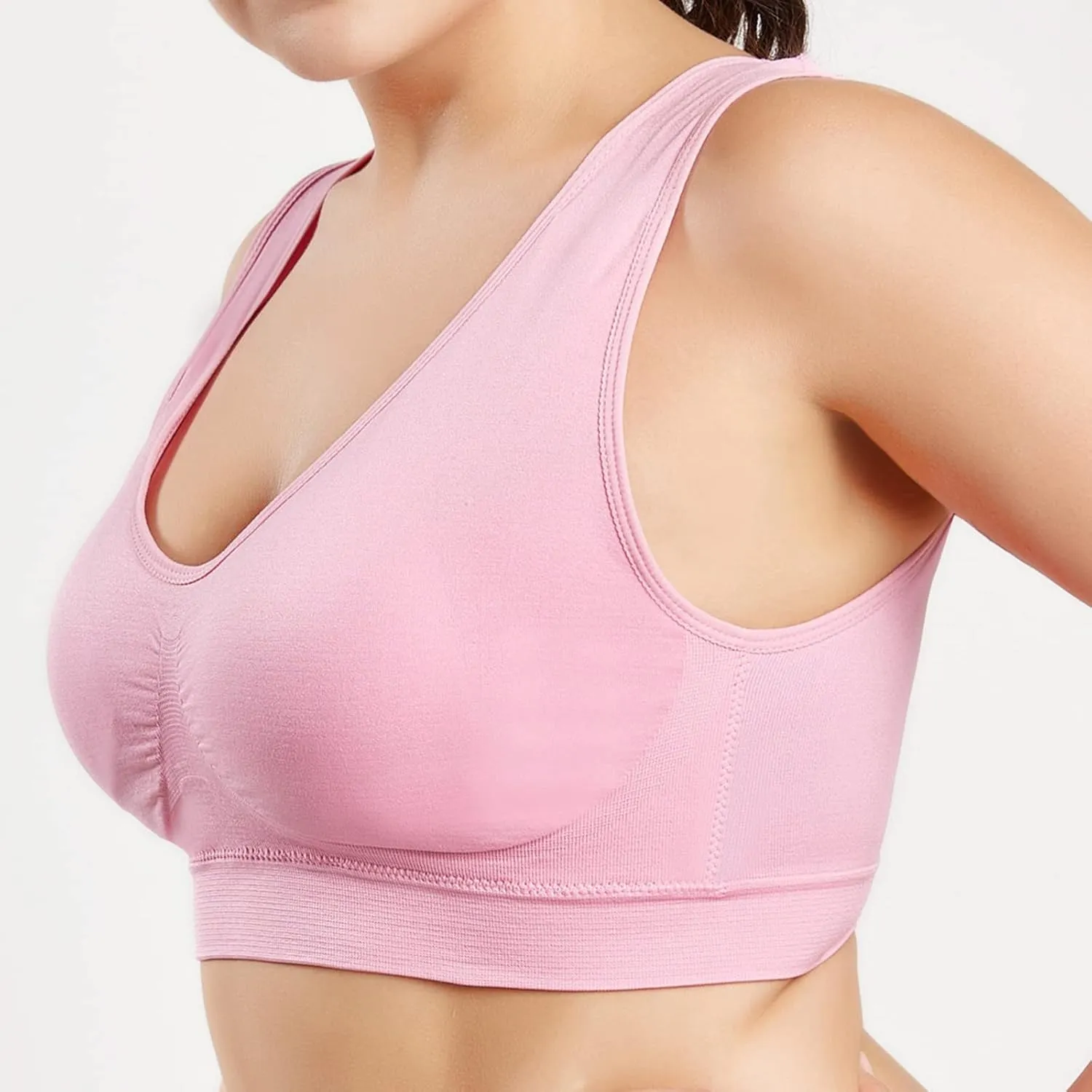 Sports Bras for Women Pack Padded Sports Large Bra No Underwire Full Coverage Workout Crop Tops Everyday Wear Solid