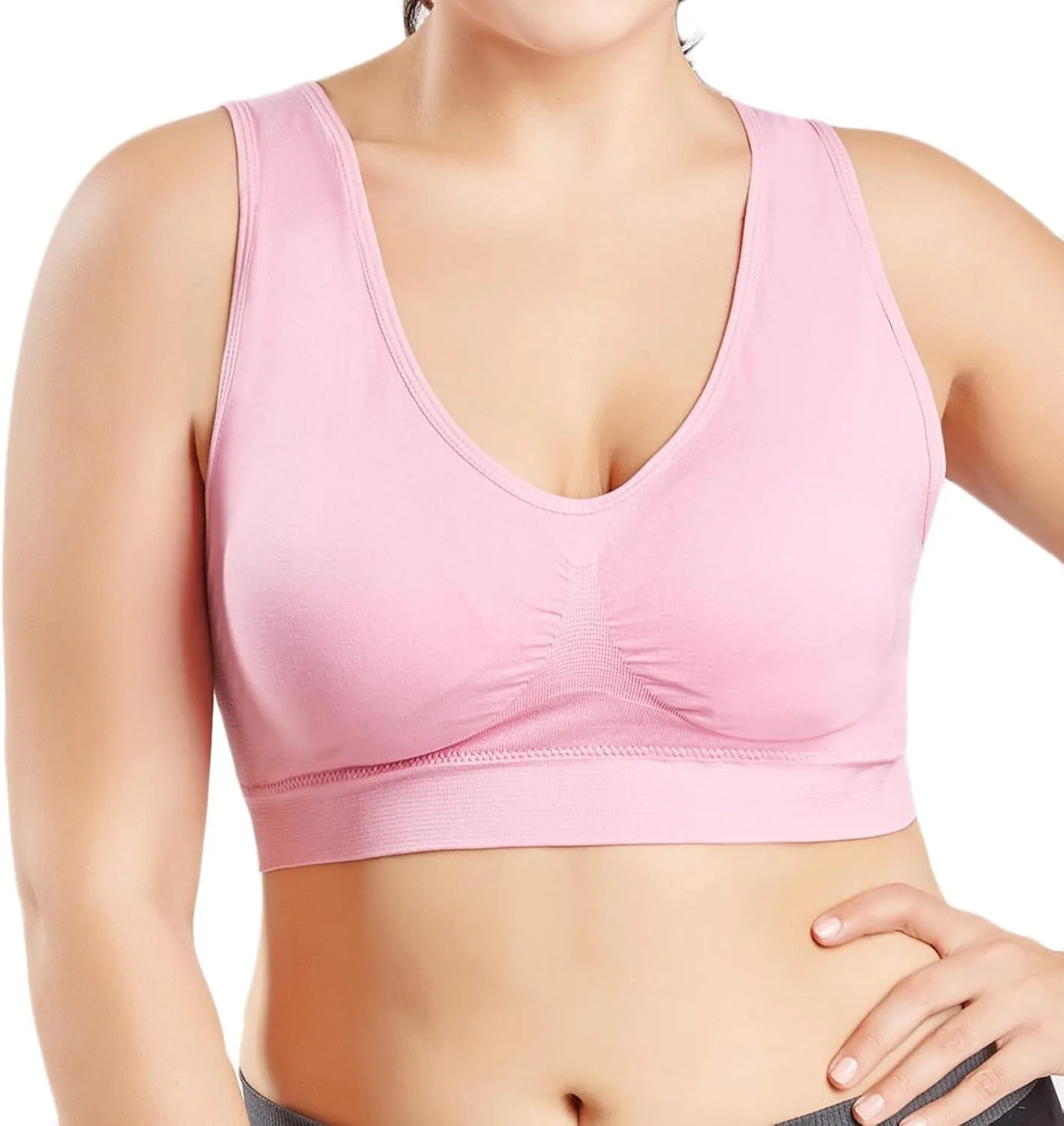 Sports Bras for Women Pack Padded Sports Large Bra No Underwire Full Coverage Workout Crop Tops Everyday Wear Solid
