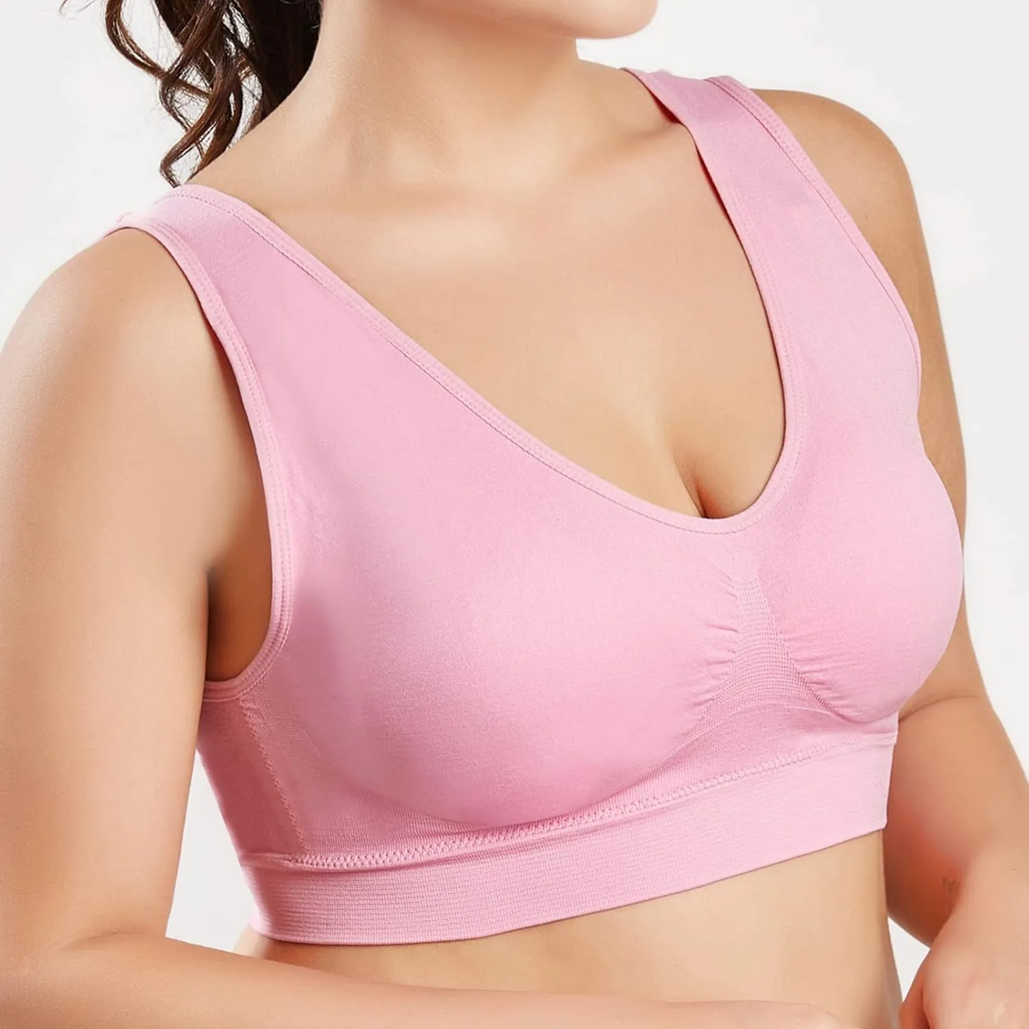 Sports Bras for Women Pack Padded Sports Large Bra No Underwire Full Coverage Workout Crop Tops Everyday Wear Solid