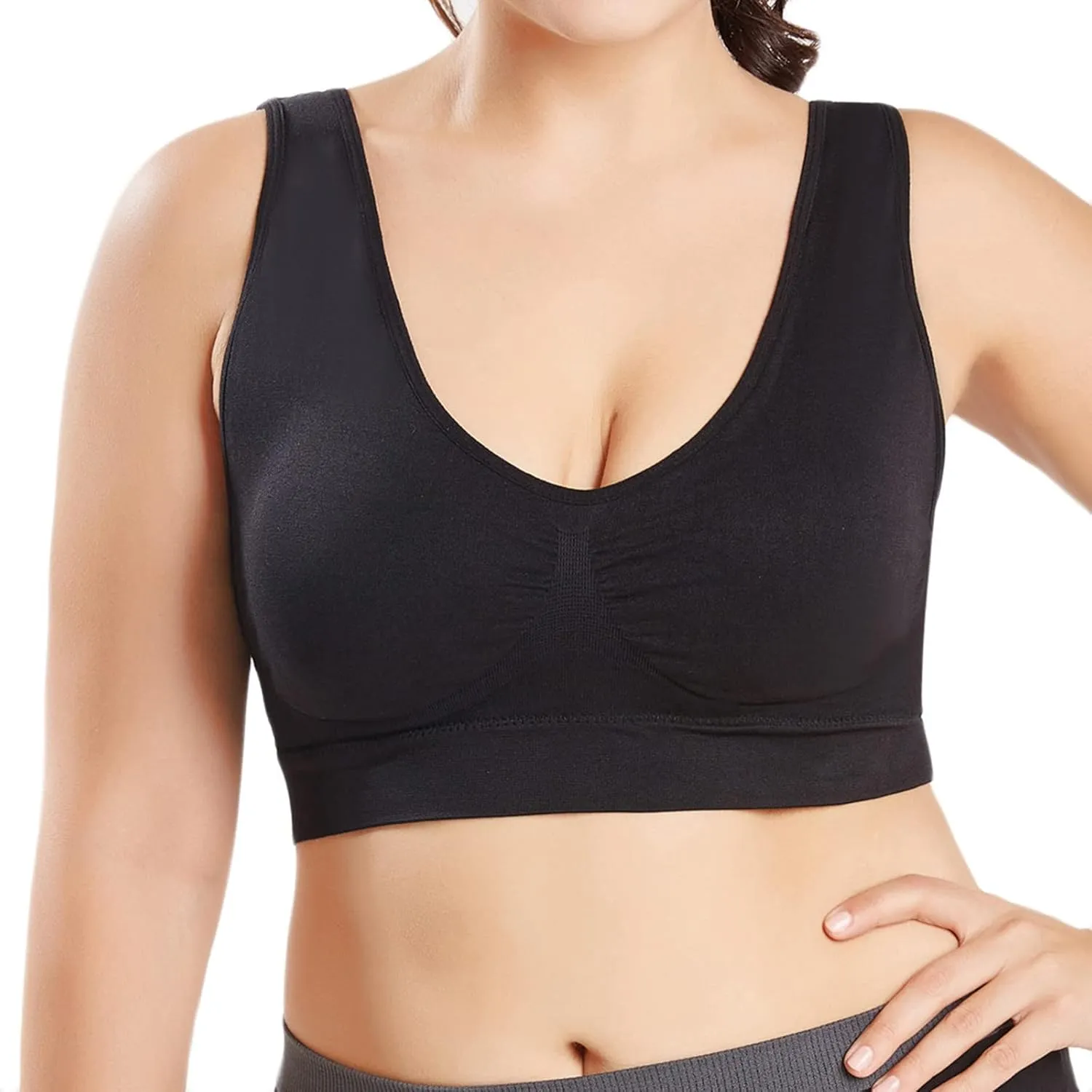 Sports Bras for Women Pack Padded Sports Large Bra No Underwire Full Coverage Workout Crop Tops Everyday Wear Solid