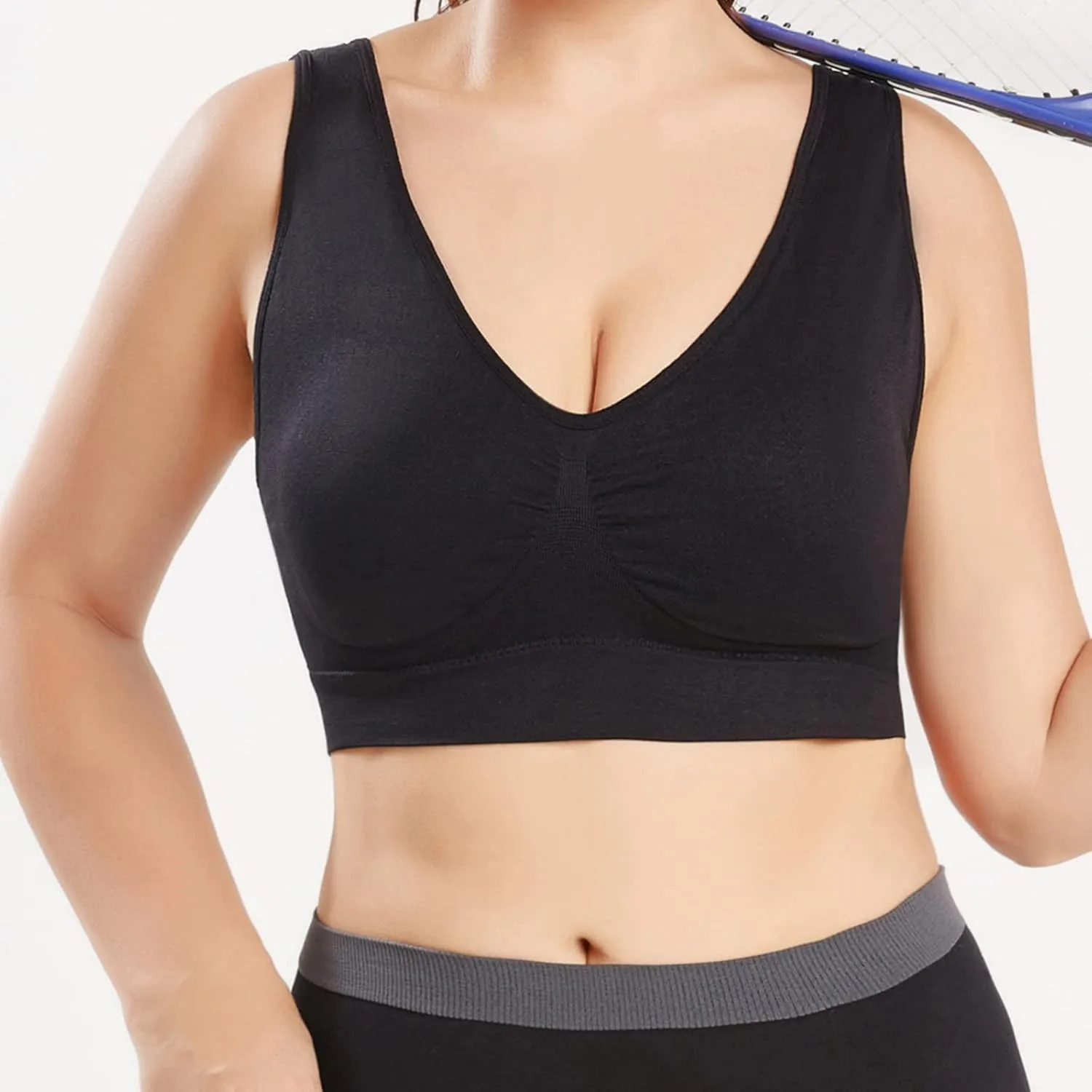 Sports Bras for Women Pack Padded Sports Large Bra No Underwire Full Coverage Workout Crop Tops Everyday Wear Solid