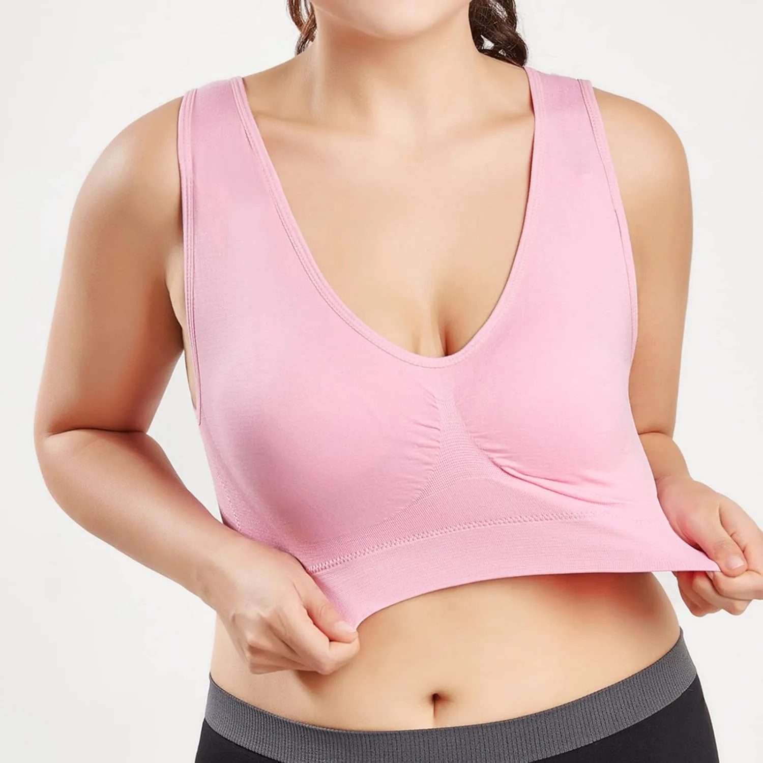 Sports Bras for Women Pack Padded Sports Large Bra No Underwire Full Coverage Workout Crop Tops Everyday Wear Solid