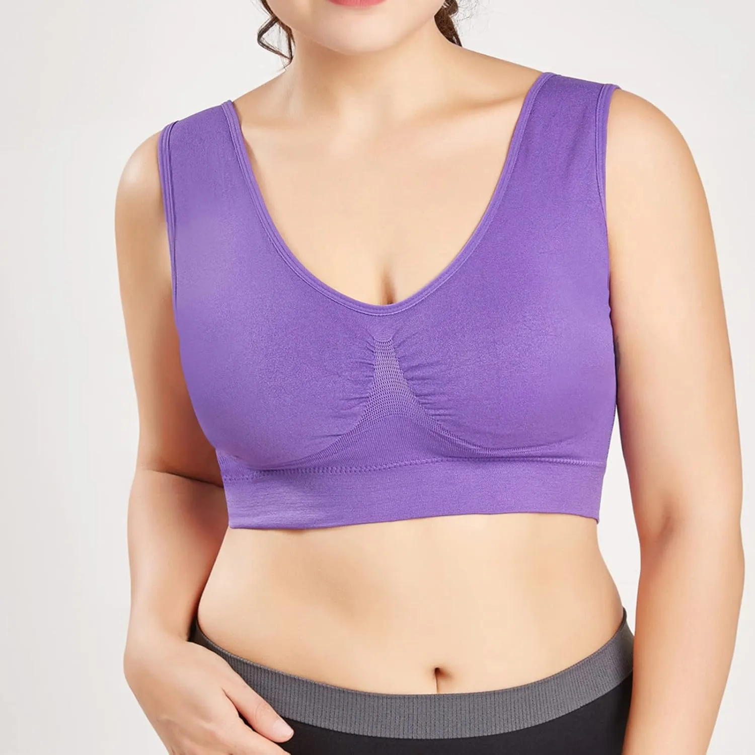 Sports Bras for Women Pack Padded Sports Large Bra No Underwire Full Coverage Workout Crop Tops Everyday Wear Solid