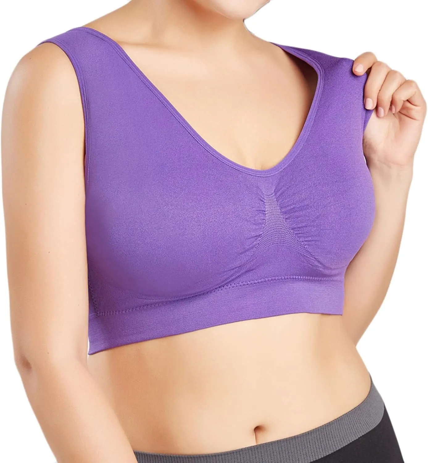 Sports Bras for Women Pack Padded Sports Large Bra No Underwire Full Coverage Workout Crop Tops Everyday Wear Solid