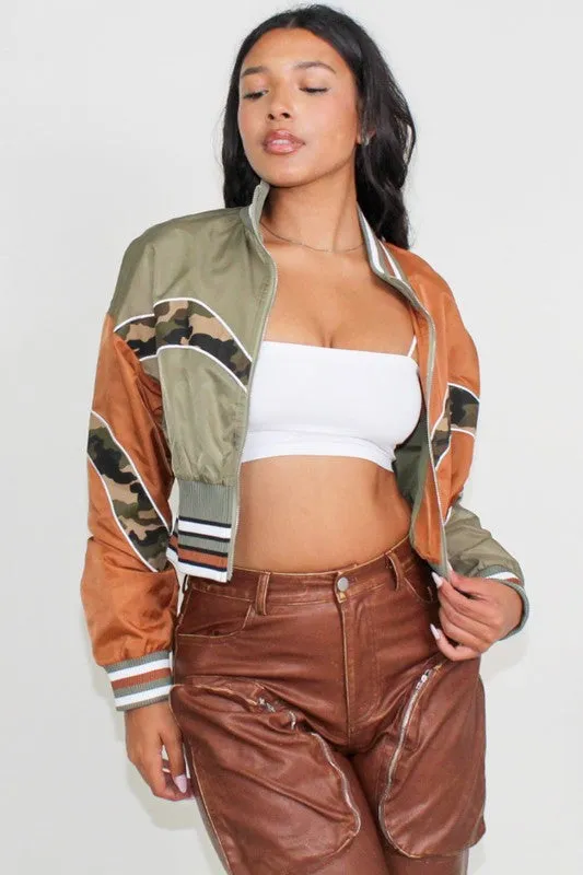 Sporty Color Block Brown/Green Jacket