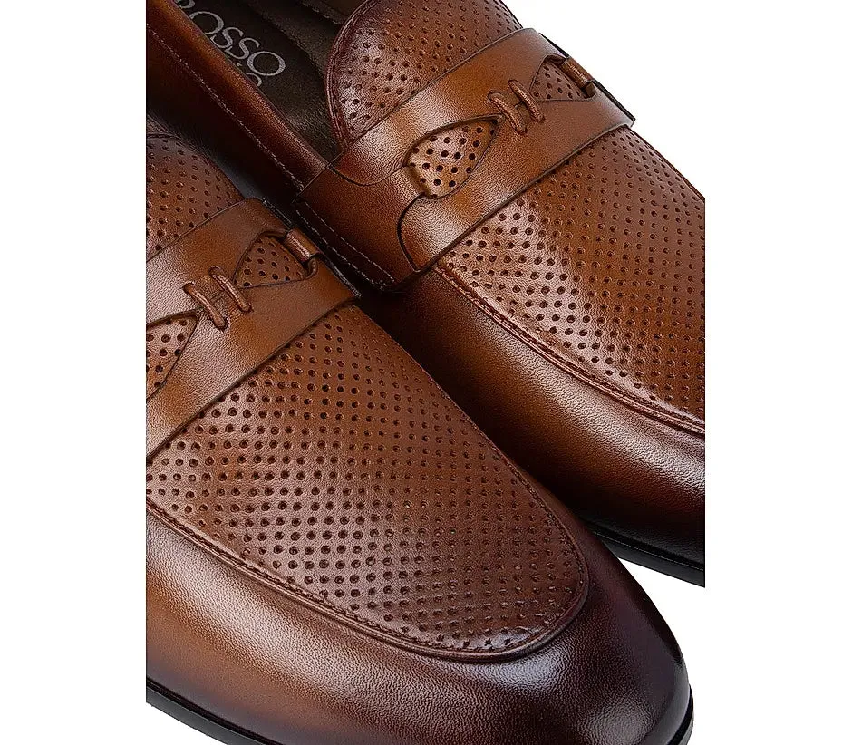 Tan Perforated Loafers