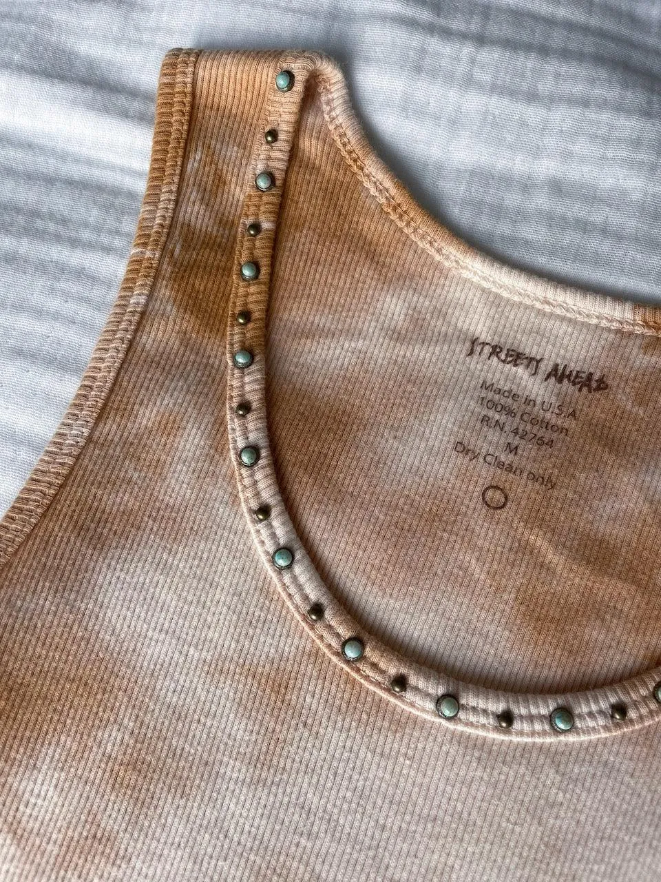 Vernon Turquoise Accent Tank - Rust Tie-Dye