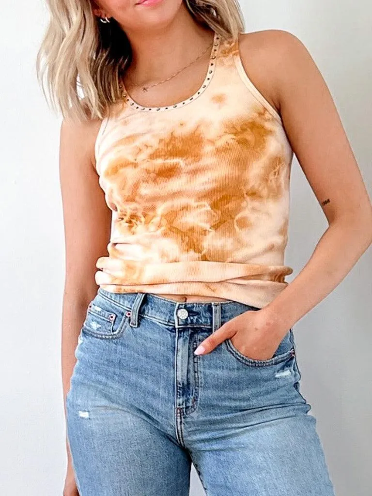 Vernon Turquoise Accent Tank - Rust Tie-Dye