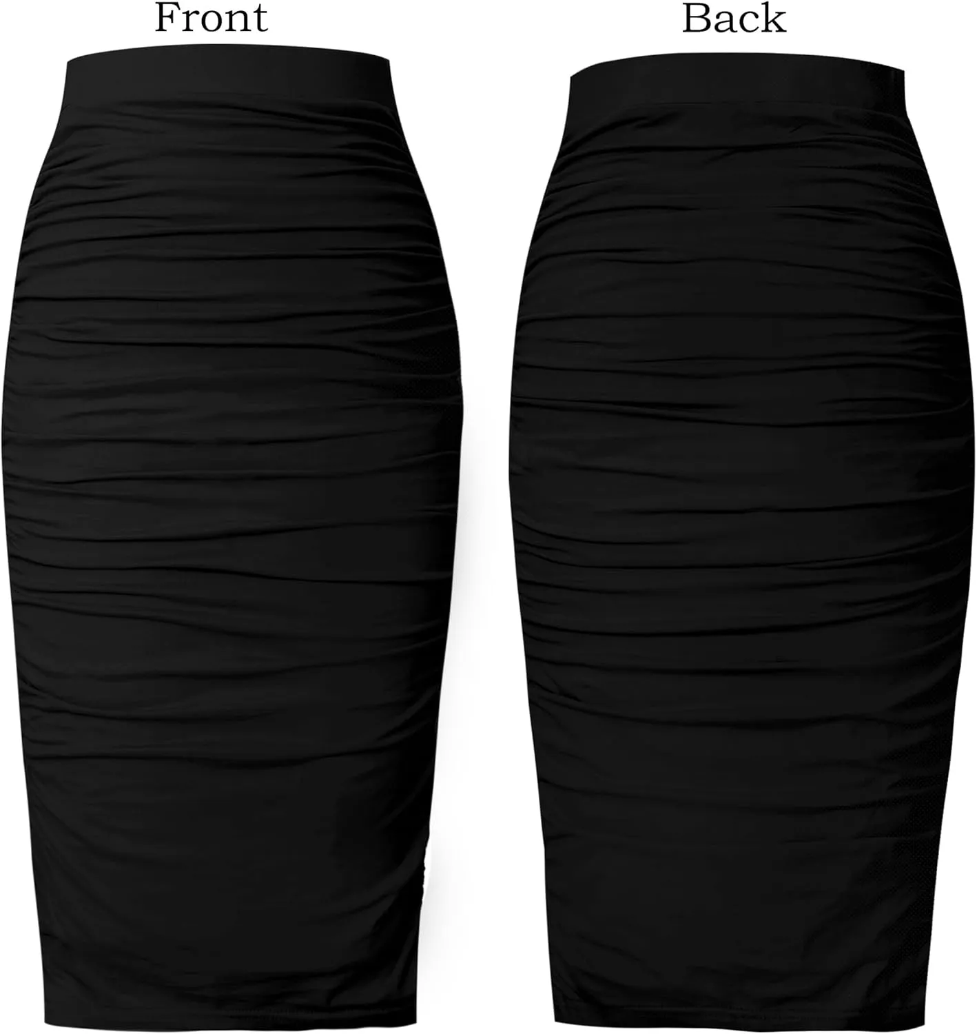 VFSHOW Womens Ruched Ruffle High Waist Casual Wok Office Party Slim Fitted Bodycon Pencil Midi Mid-Calf Skirt