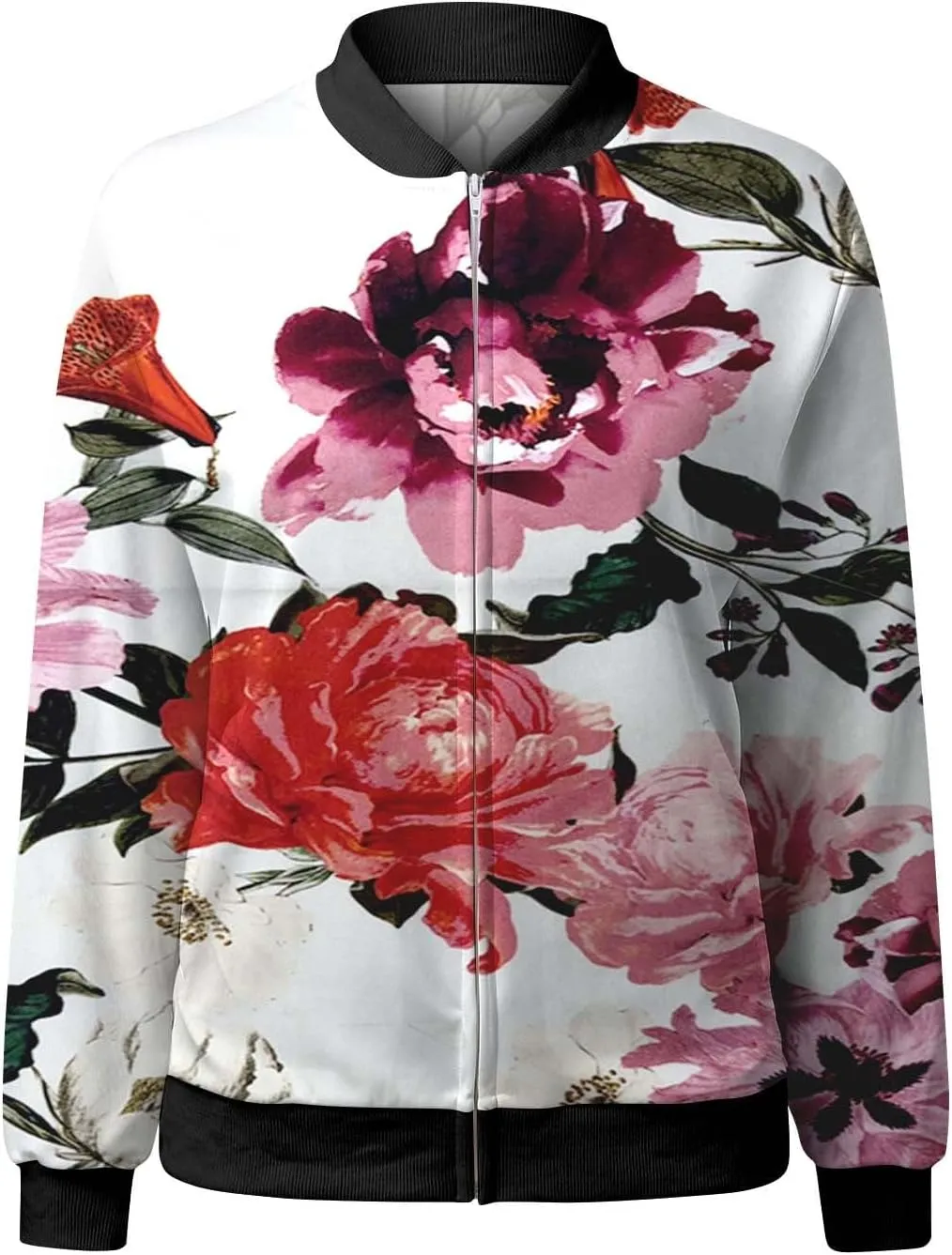 Women's Bomber Jacket 2024 Fall Casual Fashion Coat Dressy Lightweight Zip Up Outerwear Windbreaker with Pocket