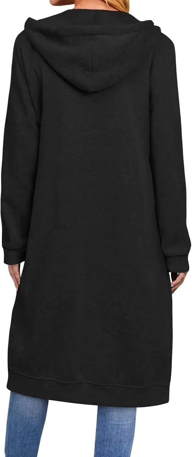 Womens Casual Zip Up Hoodies Lightweight Fleece Jacket Plus Size Long Sleeve Tunic Sweatshirt