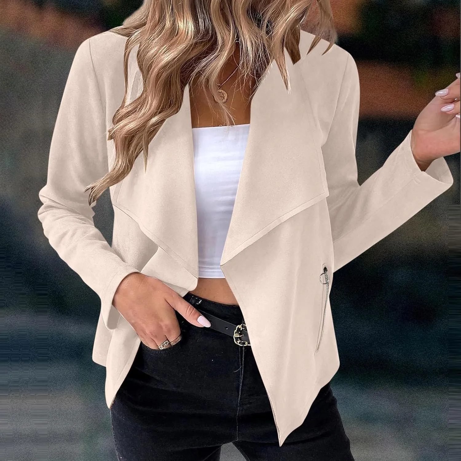 Womens Trendy Coats 2024 Fall Biker Moto Jacket Fashion Long Sleeve Zipper Short Casual Coat Streetwear Cropped Outwear