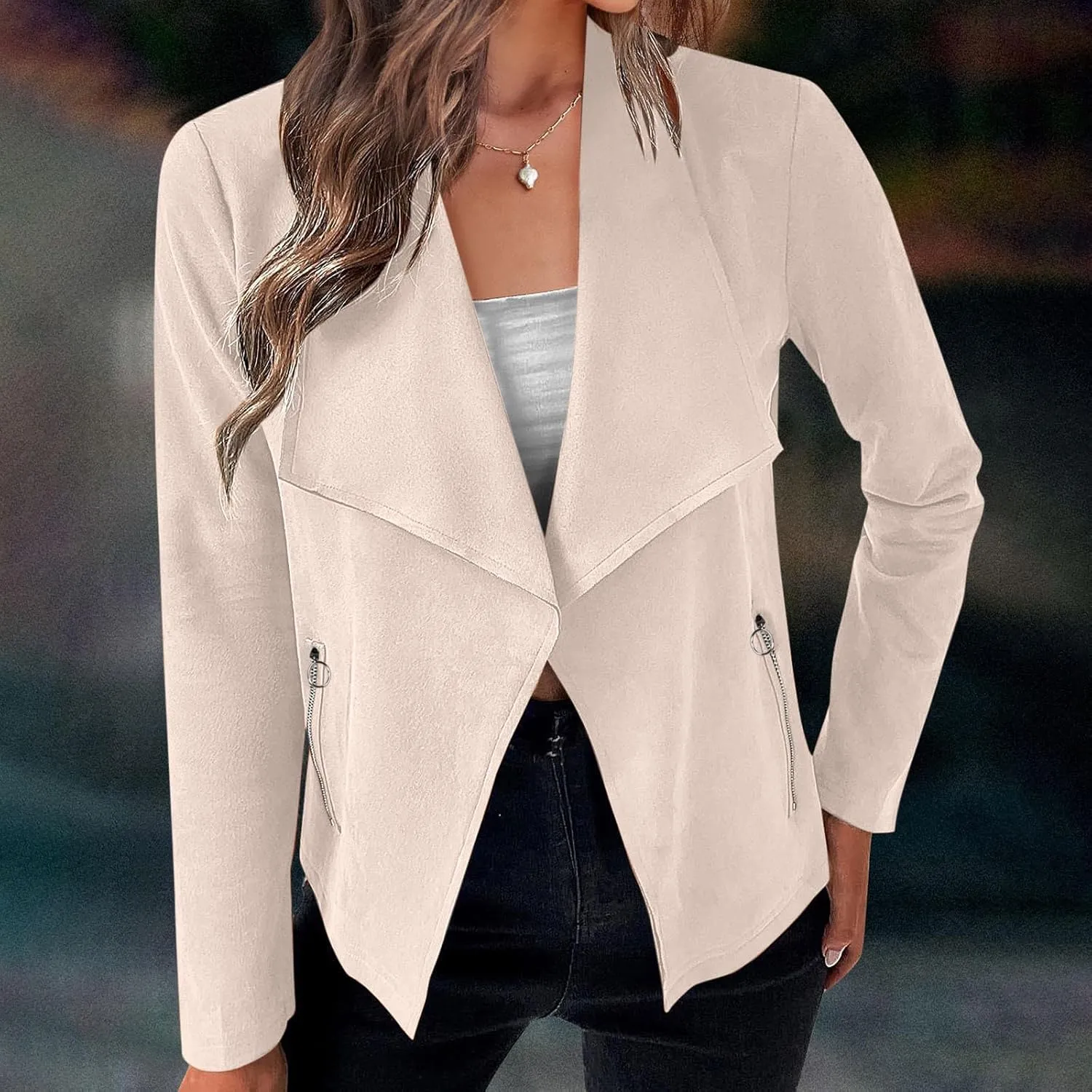 Womens Trendy Coats 2024 Fall Biker Moto Jacket Fashion Long Sleeve Zipper Short Casual Coat Streetwear Cropped Outwear