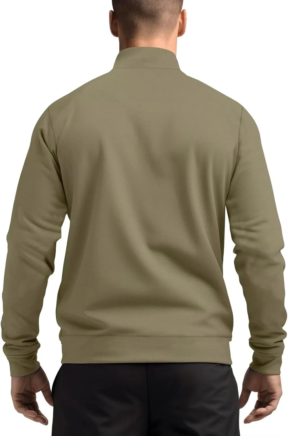 Zengjo Men's Track Jackets Full-Zip Athletic Jacket Sweatshirt Mock Neck with Zipper Pockets